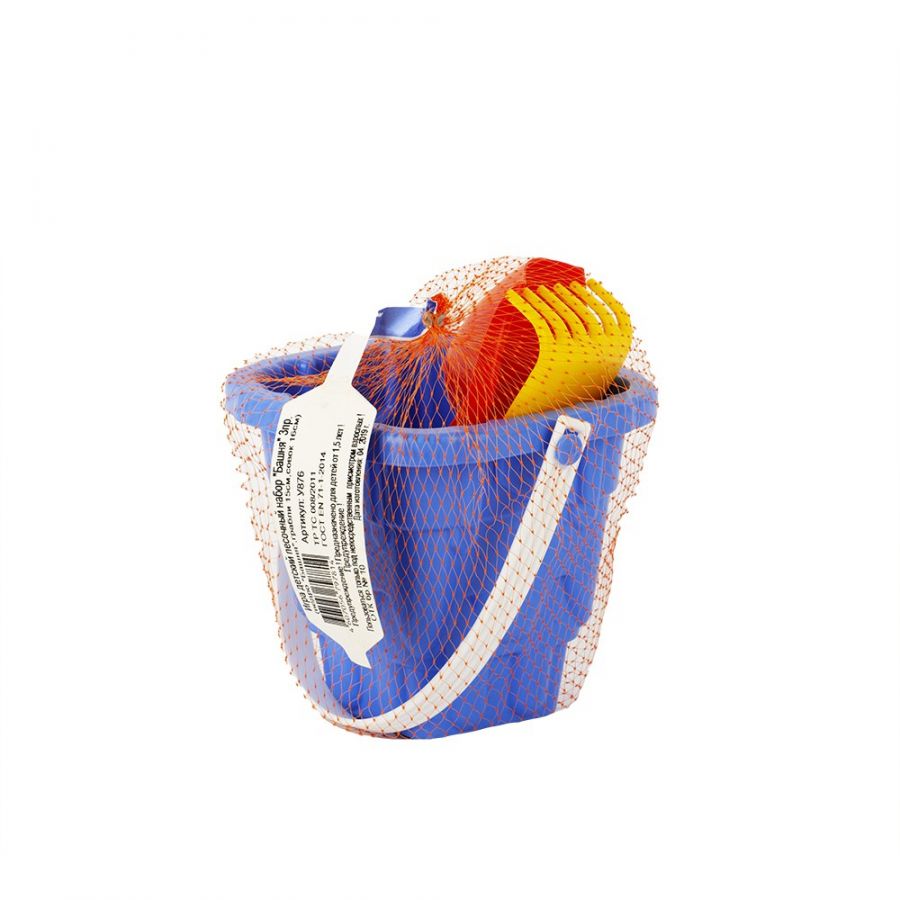 Игра Детский песочный набор «Башня» 3 пр. (ведро «Башня», грабли L15см, совок L16см)