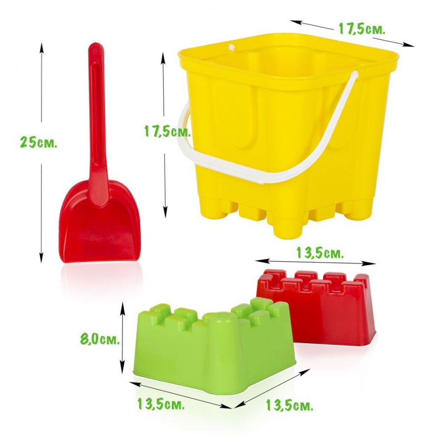 Игра Детский песочный набор «Крепость» 4пр.(ведро «Крепость», формы для песка 2шт., совок 25см)