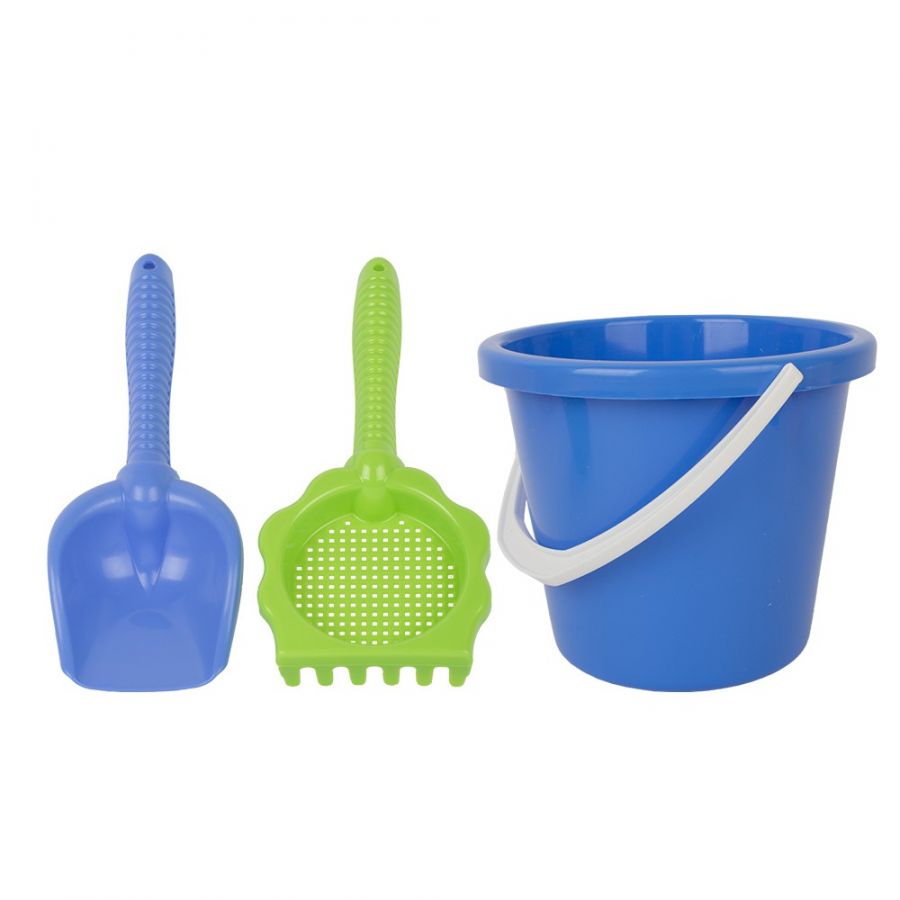 Игра Детский песочный набор 3пр.(ведро большое, грабли-ситечко L25см, совок L26см)