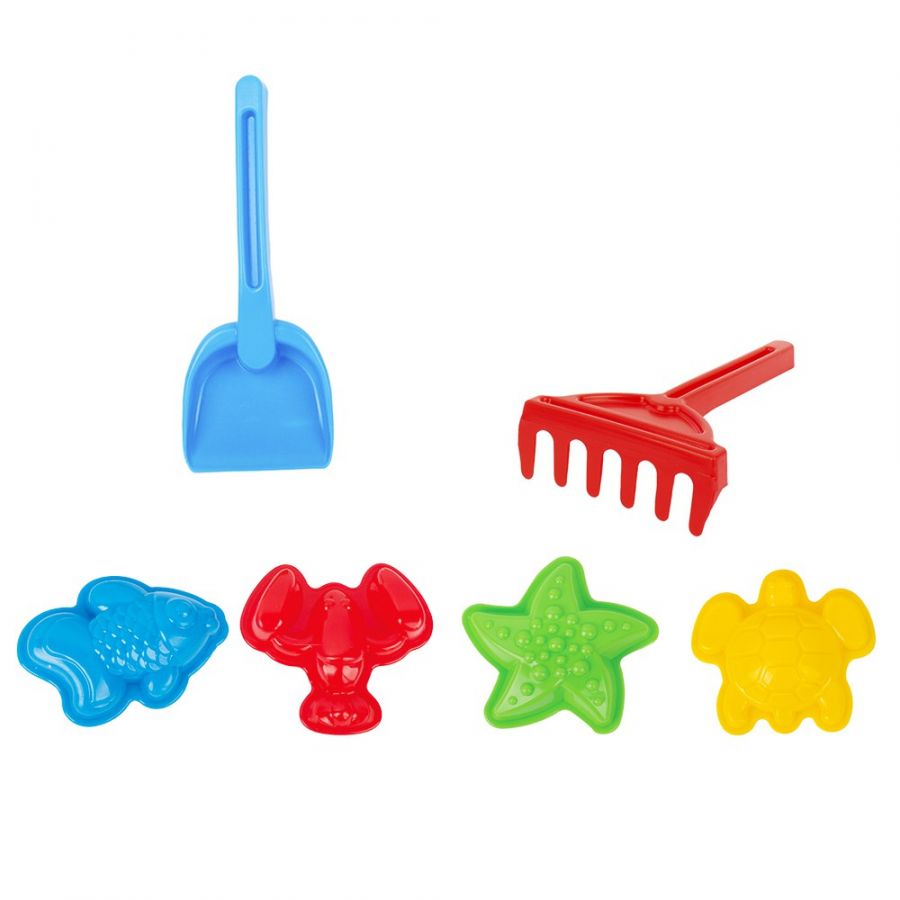 Игра Детский песочный набор 6пр.(формы для песка 4шт.,совок, грабли)