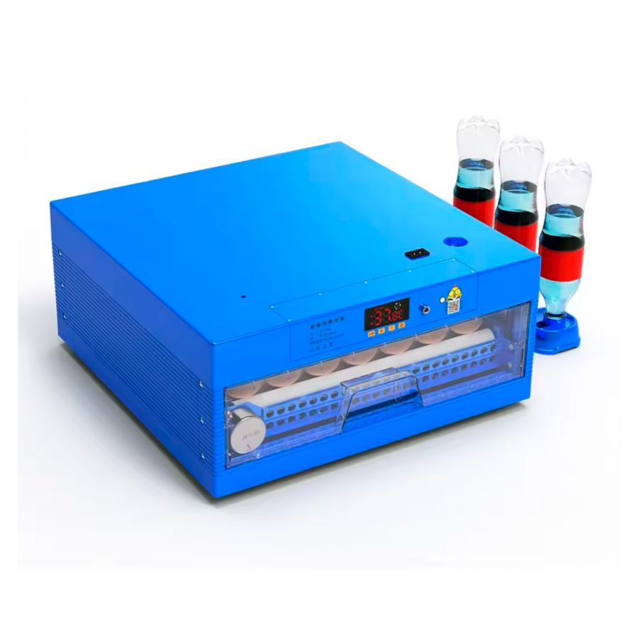 Инкубатор на 64 куриных яиц с резервным питанием,  автоматическим переворотом и встроенным овоскопом