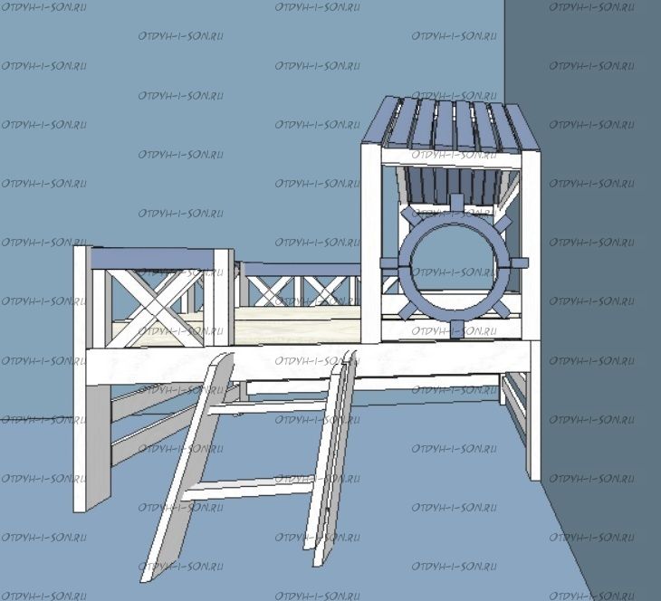 Кровать-чердак Домик Sidney №7