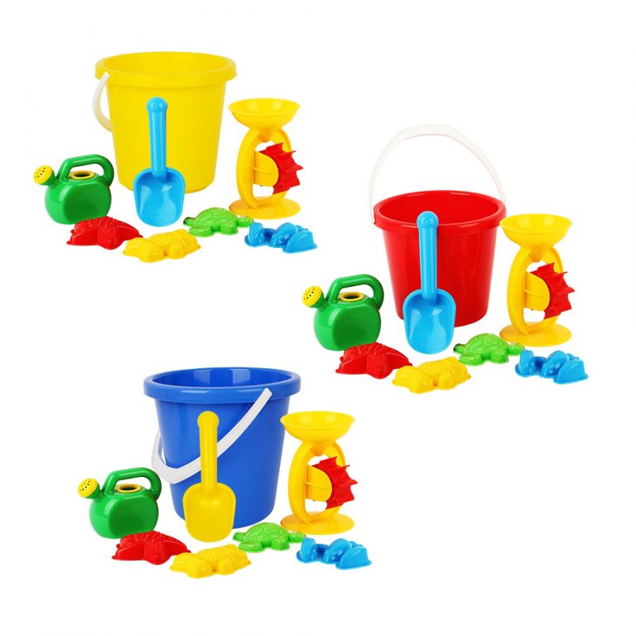 Игра Детский песочный набор 8пр. (ведро большое, мельница, лейка-мини, совок L18см, формыд/песка 4шт.)