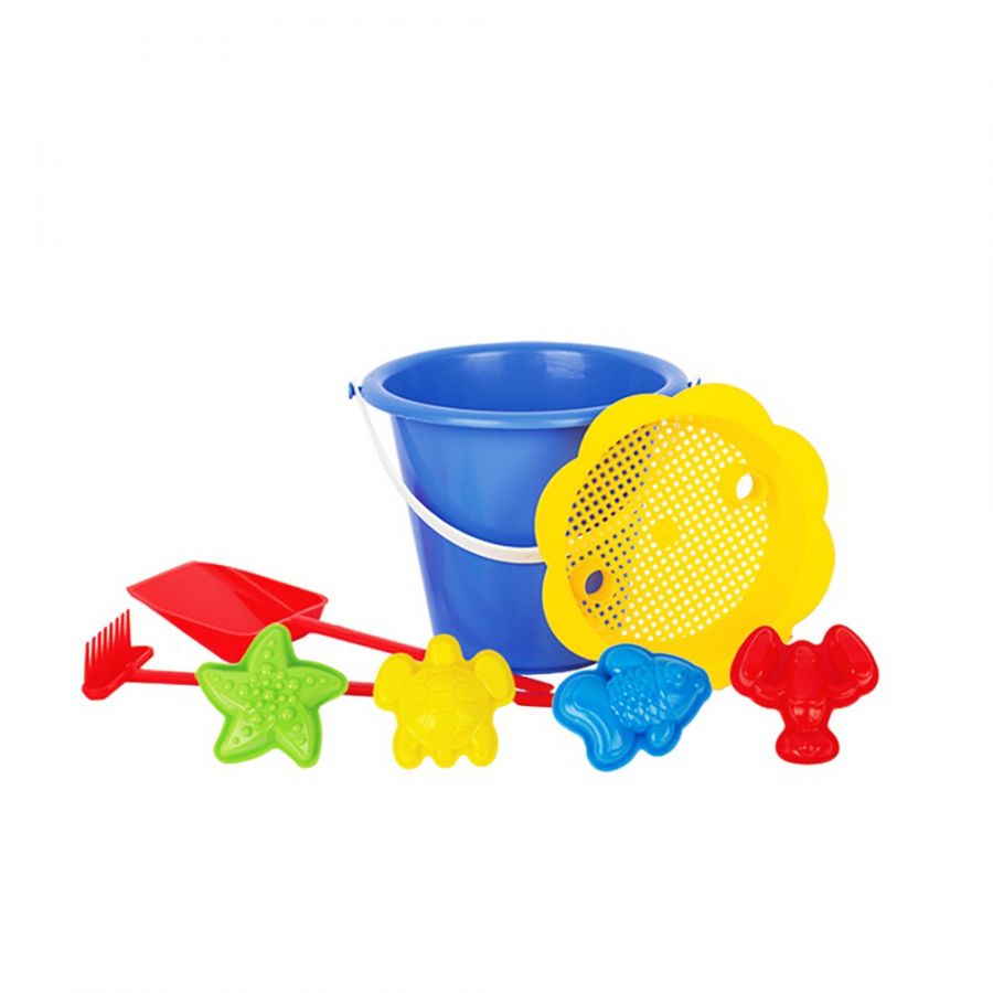 Игра Детский песочный набор 8пр.(ведро,ситечко,совок,грабли,формы д/песка 4шт.)