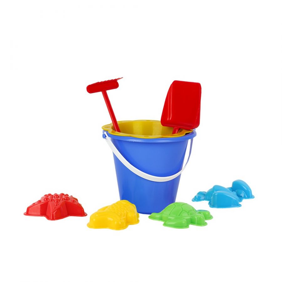 Игра Детский песочный набор 8пр.(ведро,ситечко,совок,грабли,формы д/песка 4шт.)