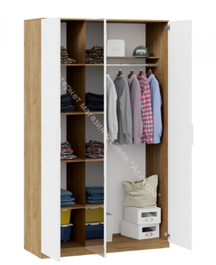 Шкаф комбинированный "Хилтон" 402.003.000 Дуб крафт золотой/Белый матовый