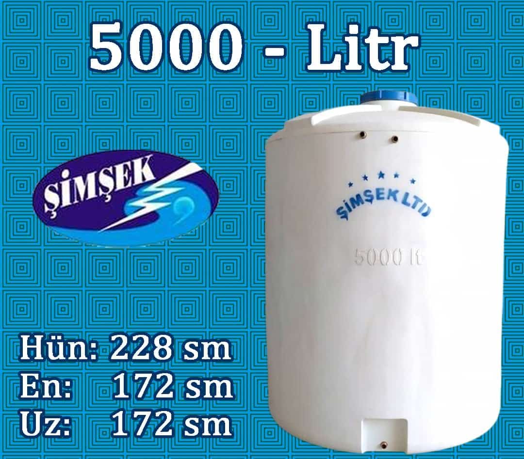 Su bakı 5000 litr Şimşek - 5 tonluq su çəni h=228