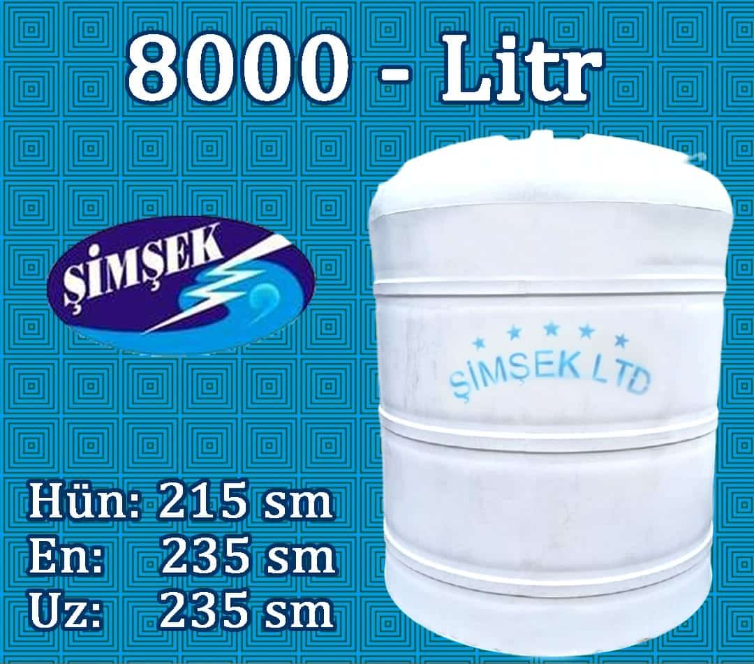 Su bakı 8000 litr Şimşek - 8 tonluq su çəni h=215