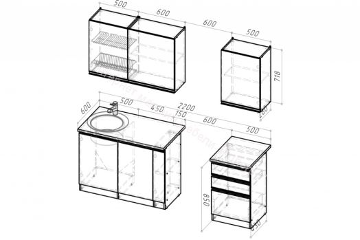 Кухонный гарнитур Адажио стандарт 1600 мм