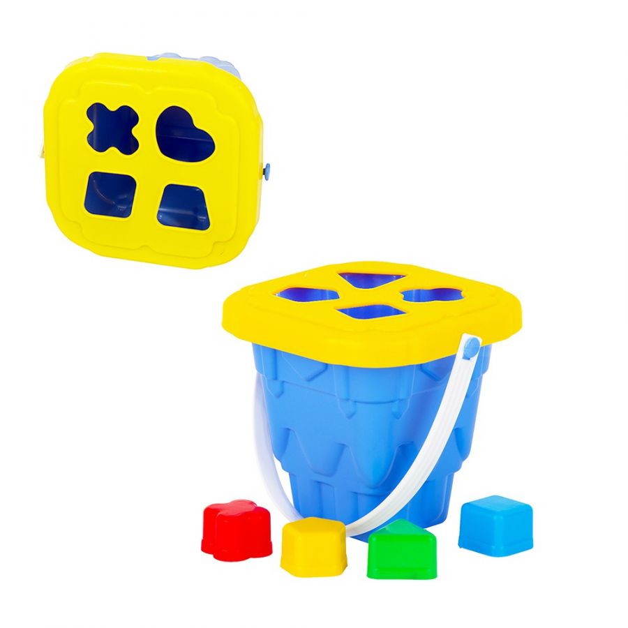 Ведро детское «Башня» с крышкой и с 4 логическими фигурами
