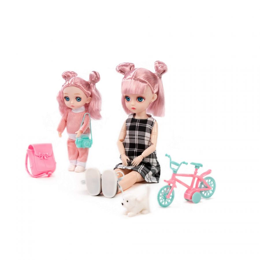 Кукла "Даша" (29 см) + кукла "Маша" (16 см) в парке + аксессуары (4 элемента) (в коробке №3)