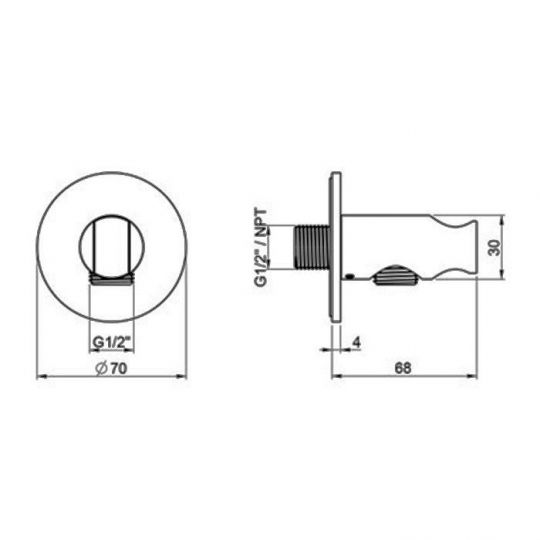 Подключение для душевого шланга ALMAR ROUND E095032.316 ФОТО