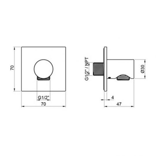 Подключение для душевого шланга ALMAR SQUARE E095035.316 ФОТО