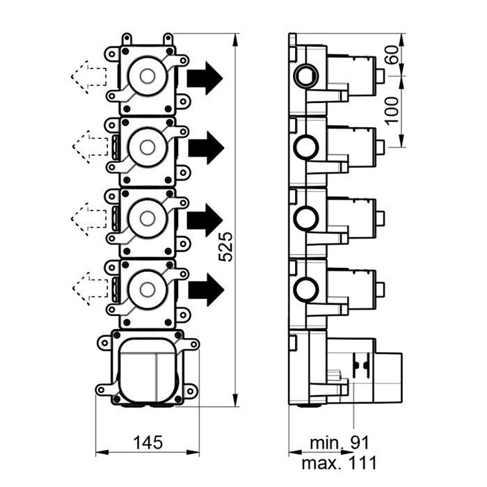 Скрытая часть смесителя ALMAR High Flow E176004 ФОТО