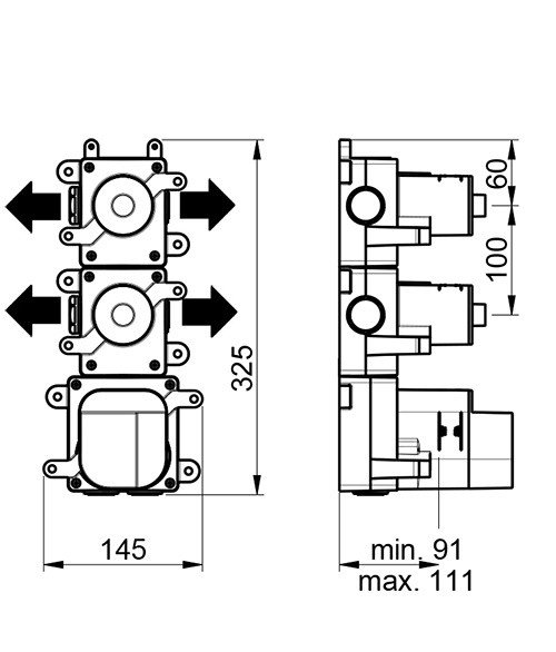 Скрытая часть смесителя ALMAR High Flow E176504 схема 2