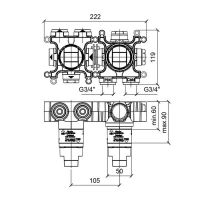 Скрытая часть смесителя ALMAR Modular E176902 схема 2