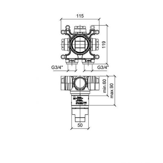 Скрытая часть смесителя ALMAR Modular E186900 ФОТО