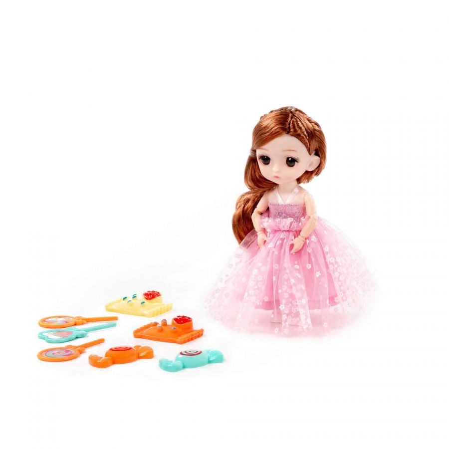 Кукла "Маша" (16 см) в пышном платье + аксессуары (7 элементов) (в коробке №2)
