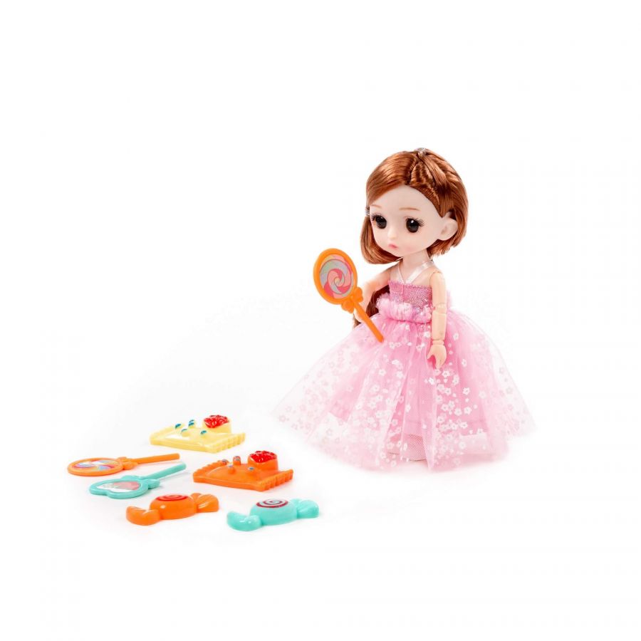 Кукла "Маша" (16 см) в пышном платье + аксессуары (7 элементов) (в коробке №2)