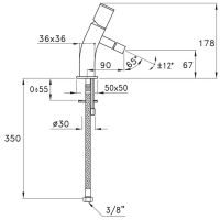 Смеситель Stella Bamboo Quadro для раковины на 1 отверстие 3224 с донным клапаном схема 4