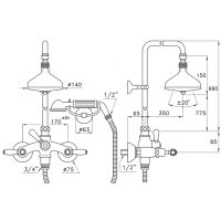 Душевой комплект Stella Italica Leve 3284/33-90: смеситель штанга+ручной+верхний душ 90мм схема 4