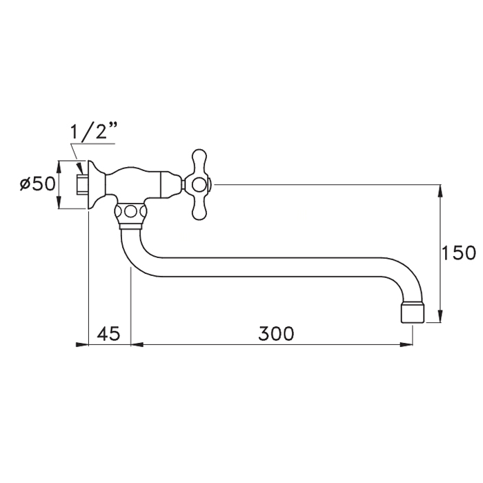 Настенный смеситель Stella Roma 3194/300 излив 300мм схема 2