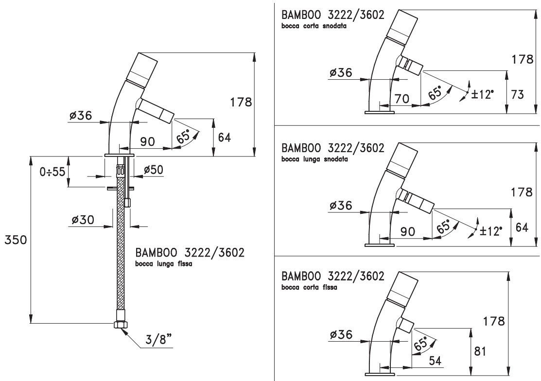 Смеситель для раковины Stella Bamboo BT 00100 схема 2