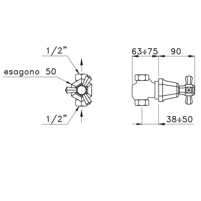 Запорный вентиль Stella Eccelsa EC 01100 CR00 схема 3