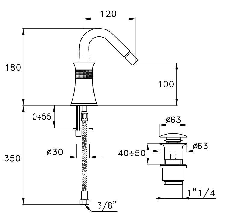 Смеситель для биде Stella 130 CT 00302 CR00 схема 2