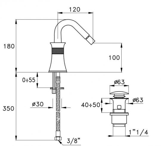 Смеситель для биде Stella 130 CT 00302 CR00 схема 2