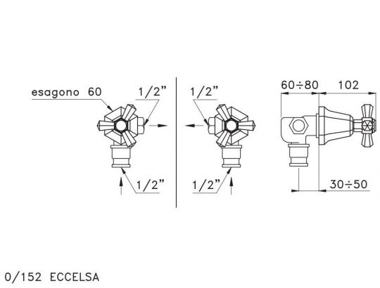 Угловой вентиль Stella Eccelsa EC 01101 CR00 ФОТО