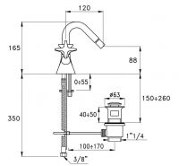 Смеситель для биде Stella 130 CT 00204 CR00 схема 2