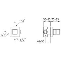 Встраиваемый переключатель для душа 0/153 на 2 выхода Stella Bamboo Quadro схема 2