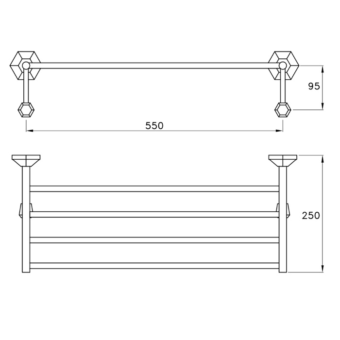 Держатель полотенца на 55 см Stella Eccelsa EC 10019 CR00 схема 2