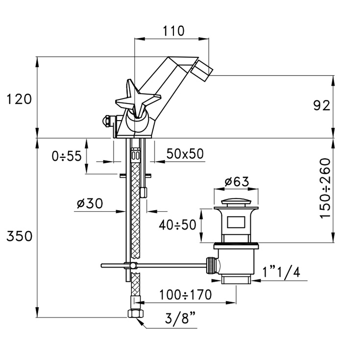 Смеситель для раковины (хром) Stella Titian TT 00100 схема 3