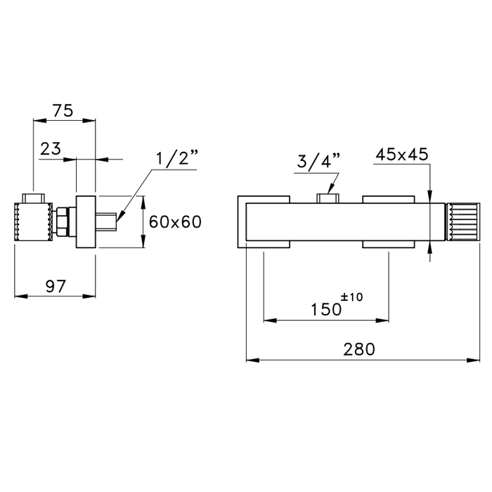 Смеситель для ванны Stella Eccelsa EC 02206 схема 3