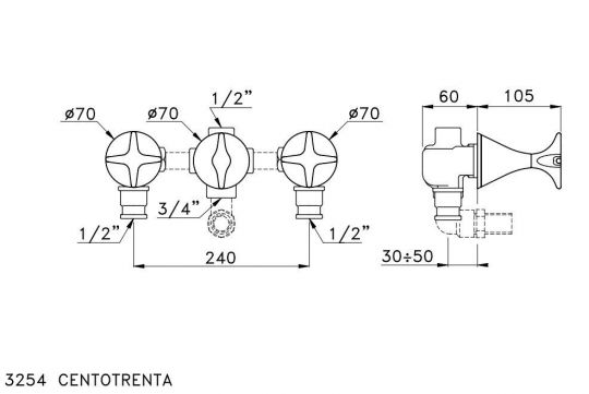 Смеситель для ванны Stella 130 CT 01301 CR00 ФОТО