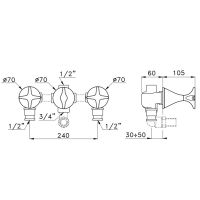 Смеситель для ванны Stella 130 CT 01301 CR00 схема 3