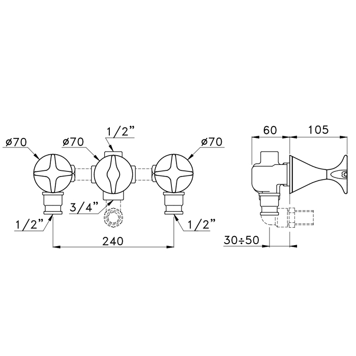 Смеситель для ванны Stella 130 CT 01301 CR00 схема 3