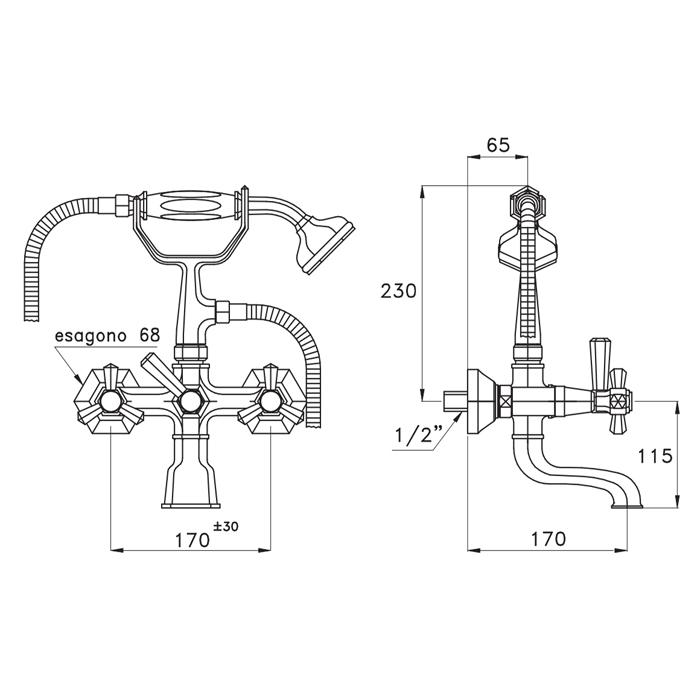 Смеситель для ванны Stella Eccelsa ST 01301 схема 2