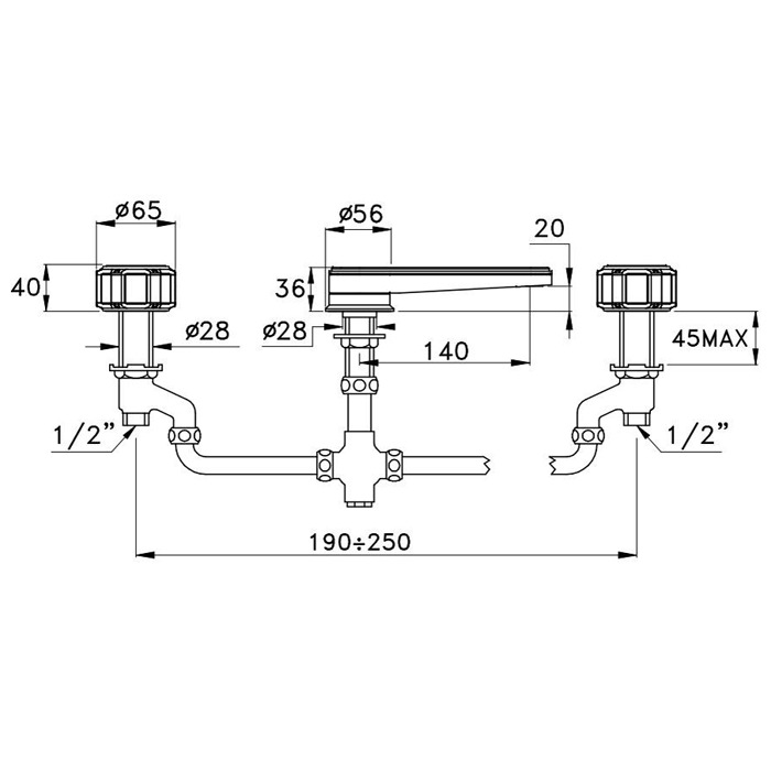 Смеситель для раковины на 3 отверстия Stella Timeaster TD 00021 CR00N схема 6