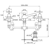 Смеситель Stella Italica для раковины на 3 отверстия 3224P EXTRA с донным клапаном схема 2