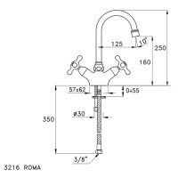 Смеситель Stella Roma для раковины на 1 отверстие 3216 схема 3