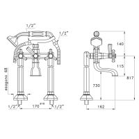 Напольный смеситель Stella Eccelsa для ванны 3274CL306FB с ручным душем цвет: золото схема 2