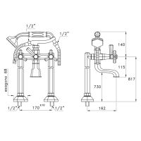 Напольный смеситель Stella Eccelsa для ванны 3274CL306FB с ручным душем цвет: золото схема 5