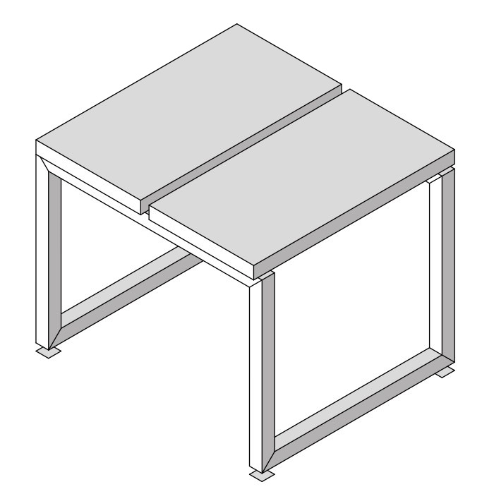 Скамейка Effe Linea Alu  2 сегмент 54x48x45см, цвет: тик схема 1