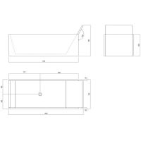 Ванна Agape Face a face 185х73х54/76.5см. отдельностоящая с сифоном цвет: Bianco Carrara схема 2