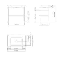 Консоль Agape Novecento XL под раковину с полкой 85.2x49.7x72.7 см цвет: матовый темный серый схема 2