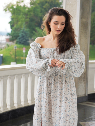 Платье Estate из бамбука "Голубые ветви"