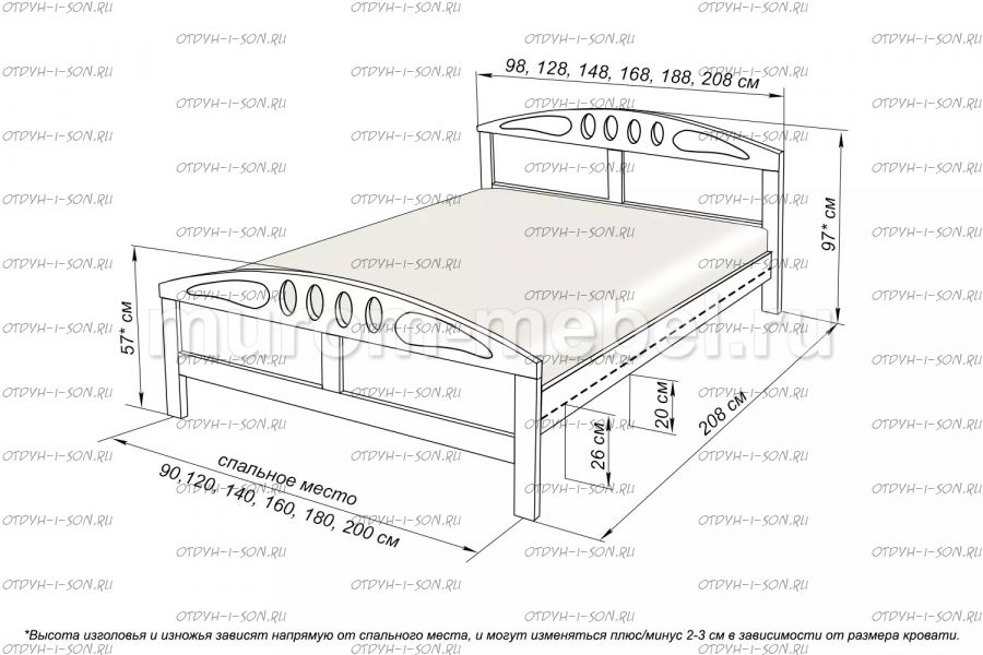 Кровать Галатея (сосна, резьба береза)